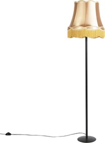 Retro stojaca lampa čierna s tienidlom v štýle babičky zlatá 45 cm - Simplo