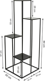 STOJAN NA KVETINÁČ KASKADA2 110X40X40 CM ČIERNA