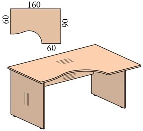 Ergonomický stôl Impress 160 x 90 cm, pravý, javor