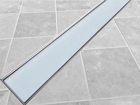 Odtokový sprchovací žľab WHITE GLASS, sklenený kryt