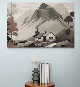 Obraz škandinávska chata v horách