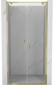 Mexen Exo, dvojité výklopné sprchové dvere 100 cm, číre sklo, zlatá, 8182-100-000-50-00