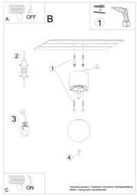 Stropné svietidlo Boomo, 1x biele sklenené tienidlo, drevo, (19 cm)