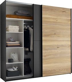 Šatníková skriňa Melton, 215 cm, grafit/dub mauvella