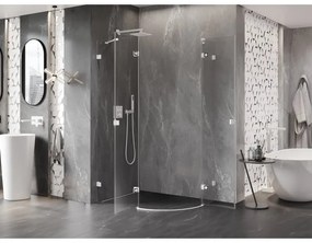 Mexen Lunar, polkruhový sprchový kút naklápací doľava 100 x 90 cm, 8mm číre sklo, biely profil, 833-100L-090P-20-00