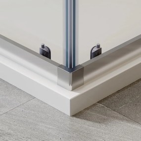 Erga Peoria, štvrťkruhový sprchový kút s posuvnými dverami 100(dvere) x 100(stena) x 190 cm, 6mm číre sklo, chrómový profil, ERG-Q02-PEORIA-D100D100-CL-CR