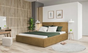 Posteľ Inez 180x200 cm, topazovo žltá štruktúrovaná látka