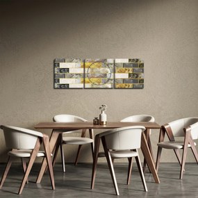 Obraz - Dekor s textúrami (s hodinami) (90x30 cm)