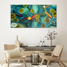 Obraz na skle Ryby koi kvety príroda
