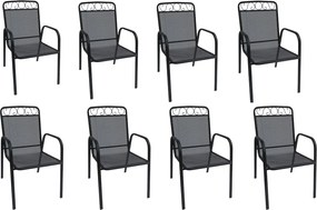 Záhradná kovová stolička 8 ks BABU, čierna