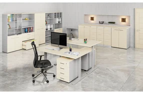 Skriňa so zásuvkami pre závesné zložky PRIMO GRAY, 800 x 420 x 1781 mm, sivá/breza