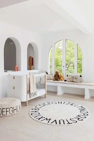 Lorena Canals, Ručne tkaný kusový koberec Round ABC Natural-Black, 150x150 (priemer) kruh, biela, detská izba