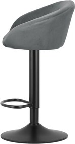 Sada 2 barových stoličiek EAST sivý zamat / čierna podnož