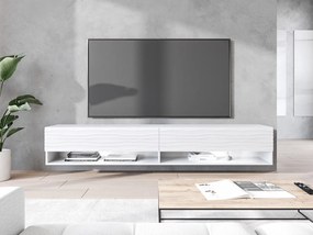 TV stolík/skrinka Adenik 180 MDF, Farby: biały / biała fala, Osvetlenie: osvetlenie LED RGB - farebné