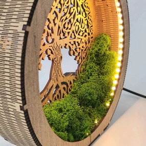 Strom života LED lampa z dreva a machu | ZIVENA: HDF - Orech 20 cm 4785-115180 LED0610