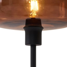 Retro stolová lampa čierna s bronzovým sklom - Bizle