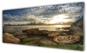 Obraz na akrylátovom skle More mesto krajina 125x50 cm