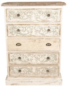 Drevená komoda so zásuvkami a ornamenty - 85 * 36 * 120 cm