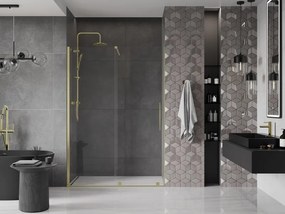 Mexen Velar, posuvné dvere do otvoru 150x200 cm, 8mm číre sklo, zlatá matná, 871-150-000-01-55