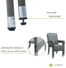 InternetovaZahrada Ratanové stoličky Yoro 4 ks - melírovaná šedá
