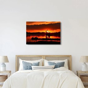 Obraz - Rybári na jazere (90x60 cm)