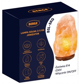 BERGE Soľná lampa 3-5kg - Ionizátor / nočná lampa
