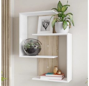 Nástenná polica MORIKO 85x65 cm biela/dub sonoma