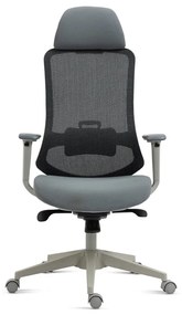 Kancelárska ergonomická stolička BULMA — sieť/látka, sivá