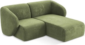 Zelená ženilková rohová pohovka (pravý roh/s leňoškou) Lani – Makamii