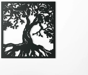 drevko Drevený obraz Strom s koreňmi Rozmer obrazu: 34 x 32,5 cm, Farba dekorácie: Čierna