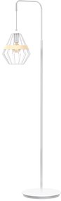 Stojacia lampa Cliff, 1x drevené/biele drôtené tienidlo, w