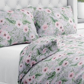 Biante Bavlnené posteľné obliečky Sandra SA-178 Kvitnúce ruže na sivom Predĺžené 140x220 a 70x90 cm
