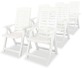 Sklápacie záhradné stoličky 6 ks, plast, biele