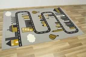 Detský koberec Kids 534433/89945 - Uličky pomedzi domčeky, sivý