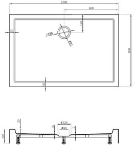 Mexen Flow+, obdĺžniková sprchová vanička 120 x 80 cm, biela lesklá, 46R108012H