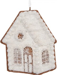 Závesná dekorácia zasnežená perníková chalúpka Frosted Ginger - 9*1*10 cm