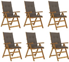 Skladacie záhradné stoličky s podložkami 6 ks akáciový masív 3064142