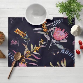 Biante Bavlnené prestieranie na stôl Sandra SA-427 Dúhové kvety na tmavo modrom 30x40 cm