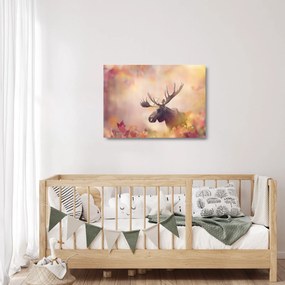 Sklenený obraz - Sob v jesennom lístí (70x50 cm)