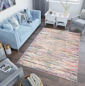 Kusový koberec AZUR static - šedý/ružový/modrý