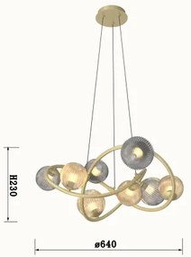 Wofi 7015-804 - LED Luster na lanku METZ 8xG9/3,5W/230V zlatá/šedá