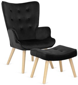 Pohodlné relaxačné kreslo s podnožkou LOZANO – čierne