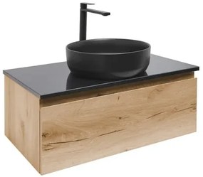 Kúpeľňová skrinka s umývadlom a technickým kamenom SAT B-Way 79x30x45 cm dub BWAY80OAKTKUB, 1 ks
