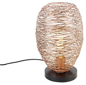 Dizajnová stolná lampa medená s čiernou 30 cm - Sarella