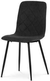Židle jídelní, černá látka, nohy černý kov