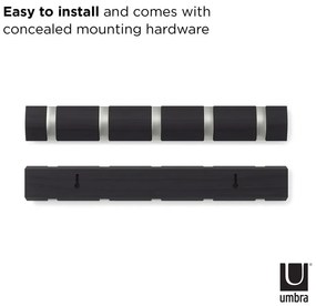 Sivý nástenný vešiak z topoľového dreva Flip - Umbra