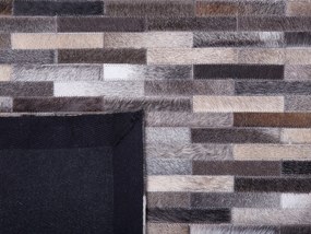 Kožený koberec 140 x 200 cm sivá/hnedá AHILLI Beliani
