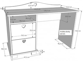 Písací stôl HEART - VIAC FARIEB