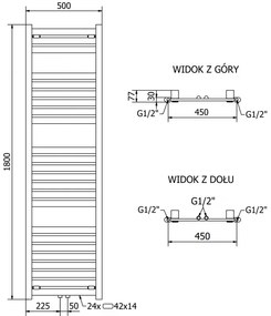 Mexen Uran, elektrické vykurovacie teleso 1800x500 mm + vykurovacia tyč 900 W, chrómová, W105-1800-500-2900-01