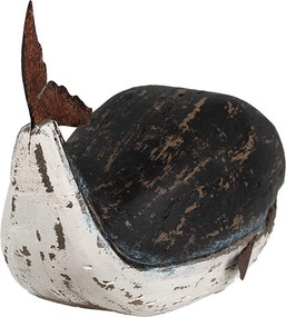Čierno-biela drevená dekorácia Veľryba - 36*15*23 cm